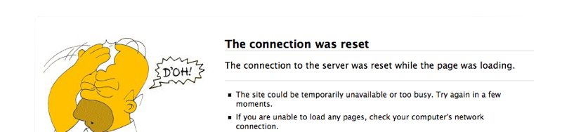 Customized Firefox connection-reset page with Homer Simpson
